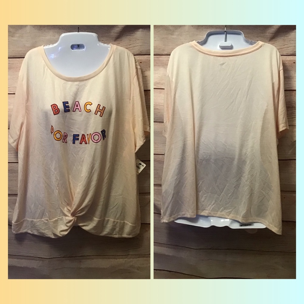 🌟🌟🌟Jenni Intimates 3X plus size pink “Beach Por Favor” sleep tee NWT